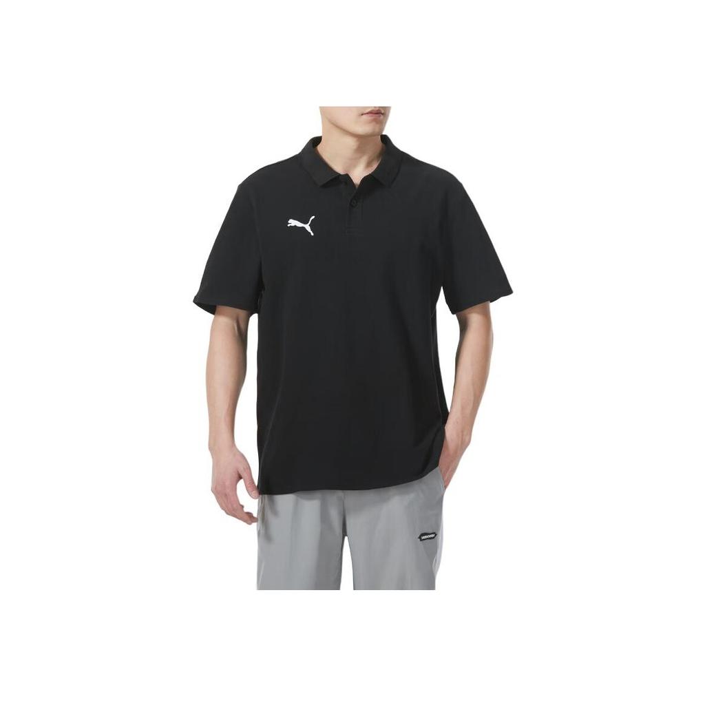 PUMA Solid Color Casual Polo Shirt Men Tops Black 658605-03