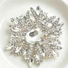 Multicolor Rhinestone Flower Brooch Shiny Crystals Gold Plated Frame For Wedding Party Formal Outfit Accessories