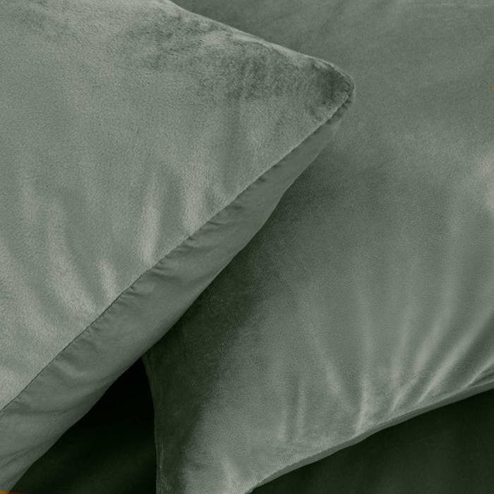 Housse de couette + 2 taies 220 x 240 cm velours Veline vert cedre