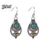Faux Turquoise Jewelry 1 Pair Bohemian Style Drop Earrings Inlaid