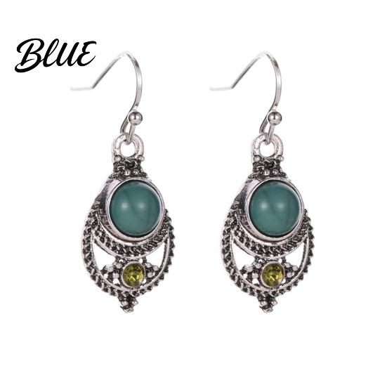Faux Turquoise Jewelry 1 Pair Bohemian Style Drop Earrings Inlaid
