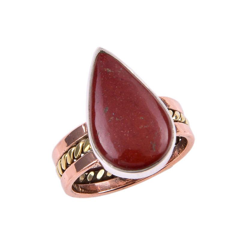 Jasp roșu natural, piatră prețioasă din argint solid 925, în două tonuri, mărime 6 d5Z74