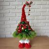 16 Inches Christmas Tree Gnome Figurine Handmade Small Dwarf Artificial Tree Table Decor with Ball Ornaments for Tabletop Indoor Home Decor