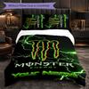 Monster Energy Customized Name Text Bedding Set, 1 Duvet Cover & 2 Pillowcases Personalized Bedroom Gift