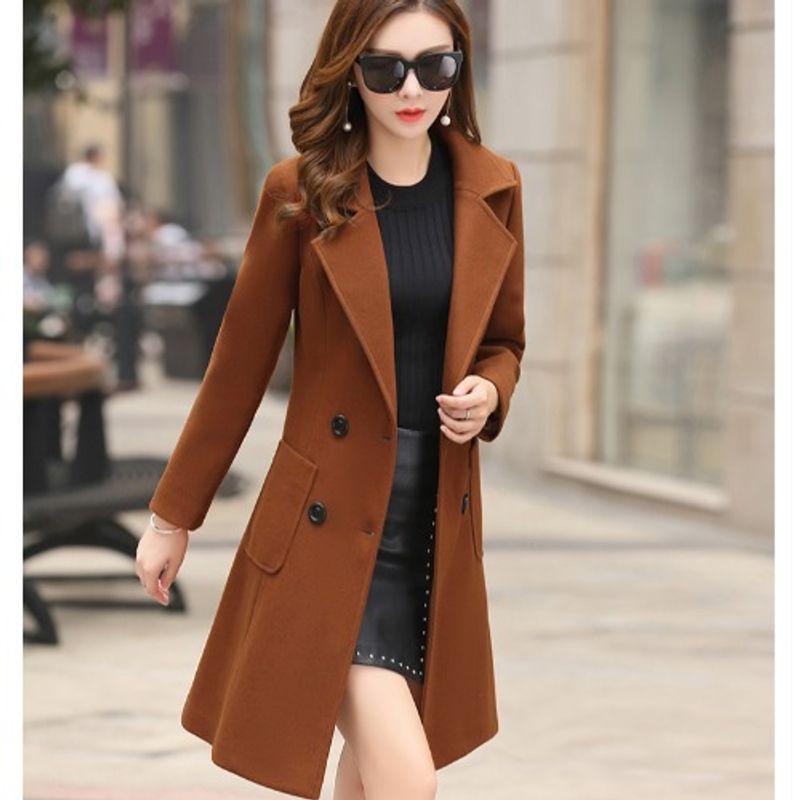 Work Clothing Double Breasted Slim-Fit Woolen Coat Suit Collar