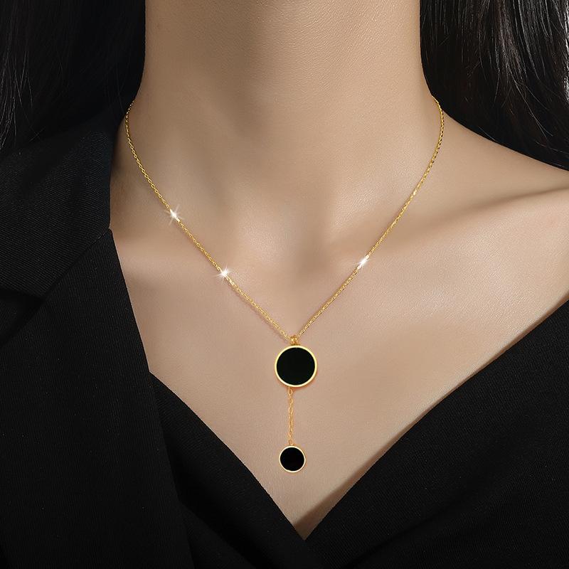 316L Stainless Steel circular pendant Necklace Women's girls new trend non-fading choker  wholesale