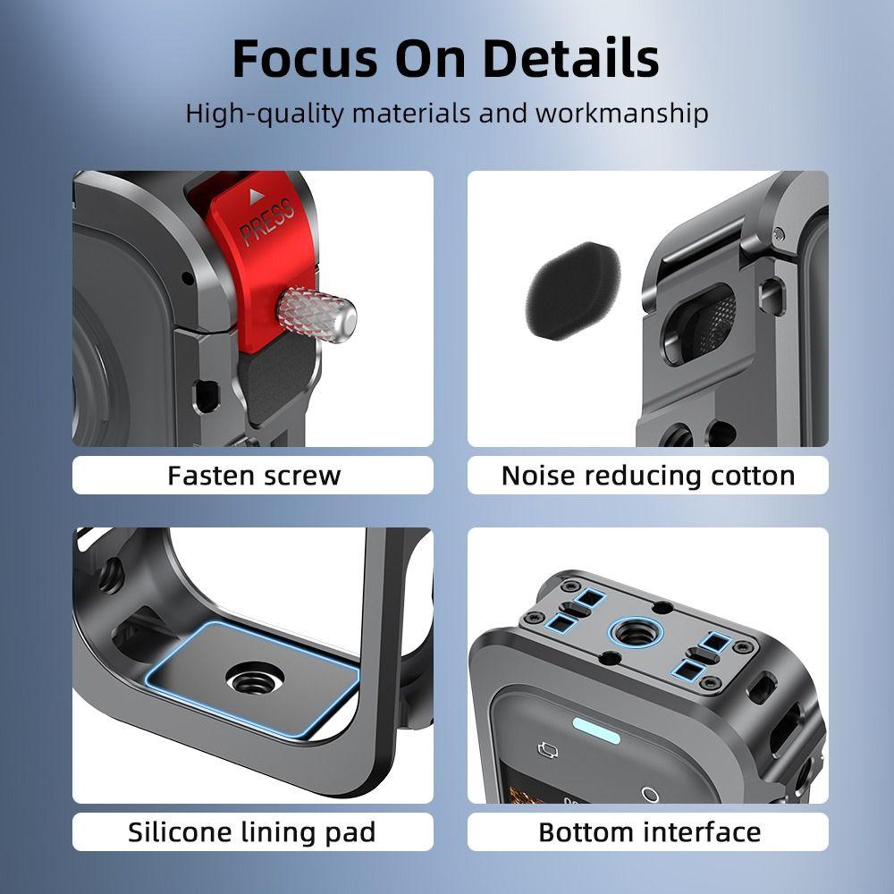 with Lens Cover Metal Frame Aluminum Alloy Camera Cage for Insta360 X5 Action Camera Accessories