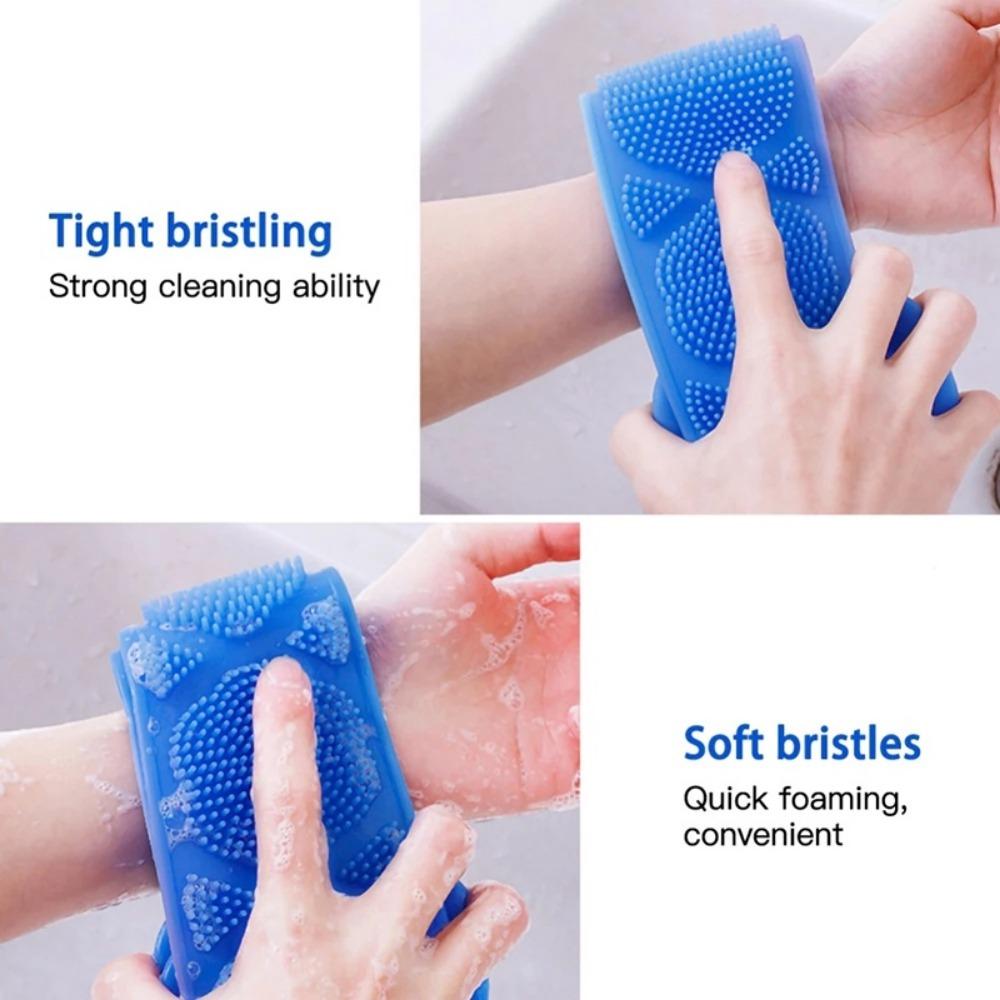 Body Silicone Brush Double Sided Strong Shower Long Strip Back Scrub Towel For Scrub Body Exfoliating Sponge Massage Clean Tools Set