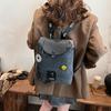 Denim Chain Small Backpack Women's Flip Bucket Bag Travel Backpack