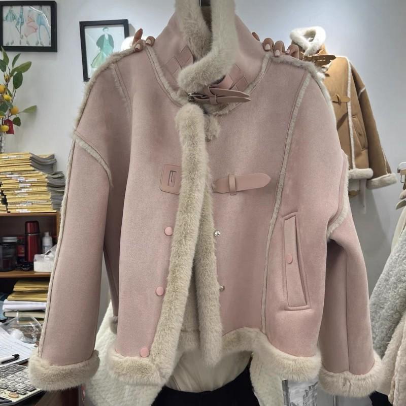 Womens Winter Warm Faux Fur Collar Stand Puffer Coat Thick Cotton Jacket Loose Fit Casual Parka