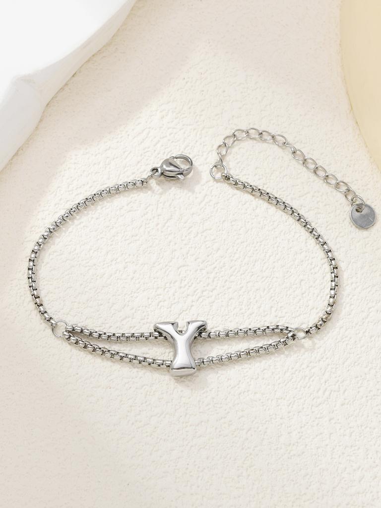 New stainless steel wholesale 26 English letters double-layer ring gold-plated bracelet