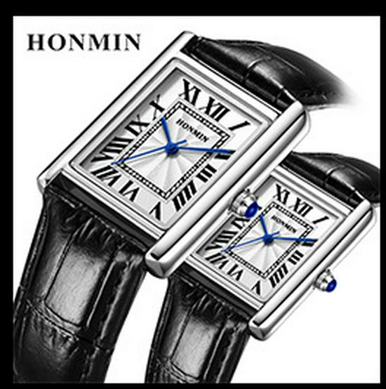 Men's Classic Minimalist Square Dial Leather Strap Waterproof Wristwatch