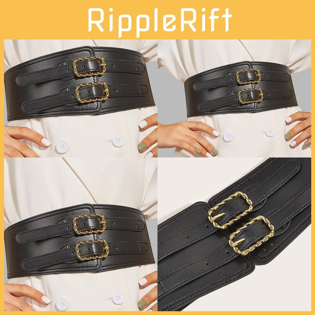 Vintage Elastic Women Waistband Waist Cincher With Double Button Twist Buckle