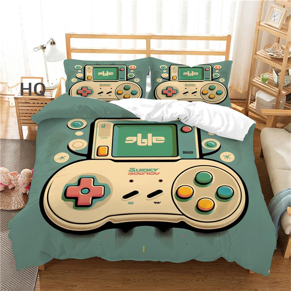 Zestaw pościeli z nadrukiem na konsolę do gier okładka podwójny rozmiar moda kreskówka fajne narzuty dla dzieci z mikrofibry dla nastolatków