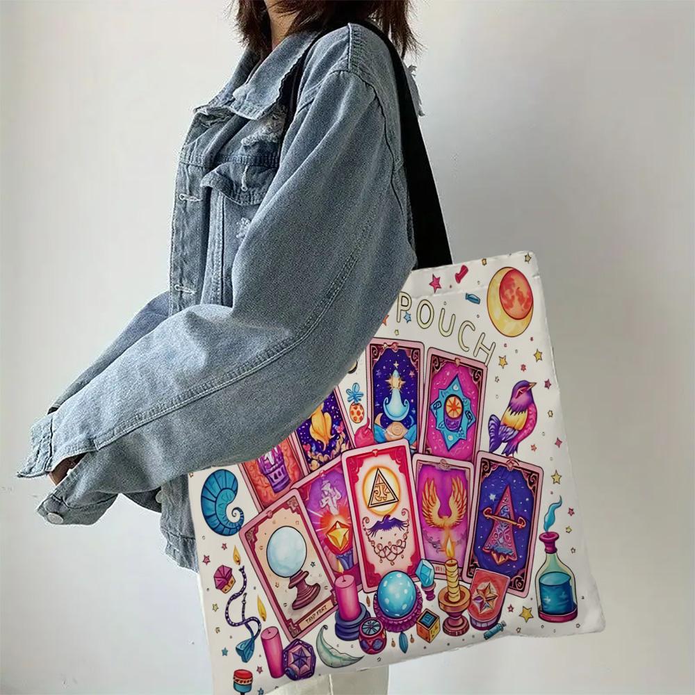 The Tarot Pouch Vibrant Handbag Decorative Tote Bag Daily Casual Use Shoulder Bag, Large Capacity Practical Shopping Bag