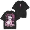 Demon Slayer Shinobu Kocho Anime Vintage Washe T Shirt Unisex Women Short Sleeve Tops Summer Graphic Tee Casual Streetwear Cosplay