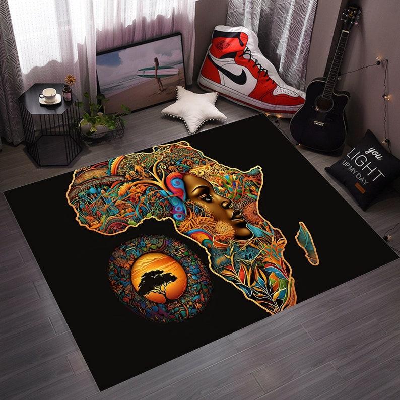 

African Art Modern Rug - Non-Slip Contemporary Design for Living Room Decor, Unique Handmade Gift 60*90cm