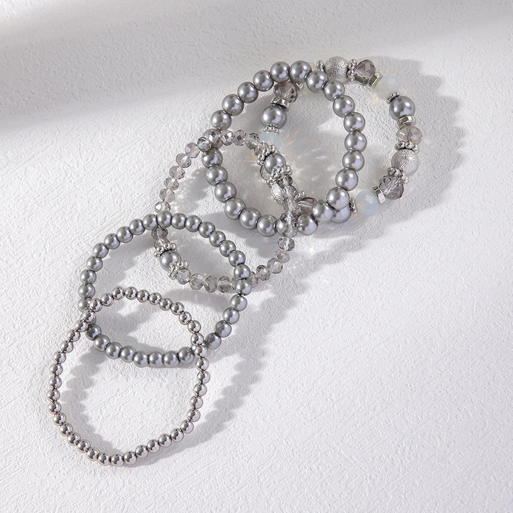 5Pcs Crystal Beaded Stretch Bracelet Set Dazzling Crystal Bead Bracelets Ornament for Personal Style and Gift Giving
