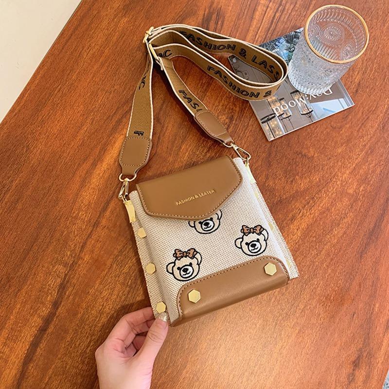 

Mini mobile phone bag women s bag new simple contrasting color small square bag trendy fashion versatile shoulder messenger bag коричневый