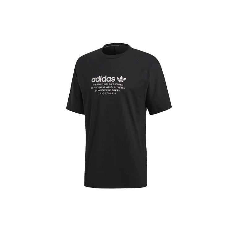 adidas originals Athleisure Casual Sports Printing Logo Alphabet Round Neck Short Sleeve Black Men s DH2248 L