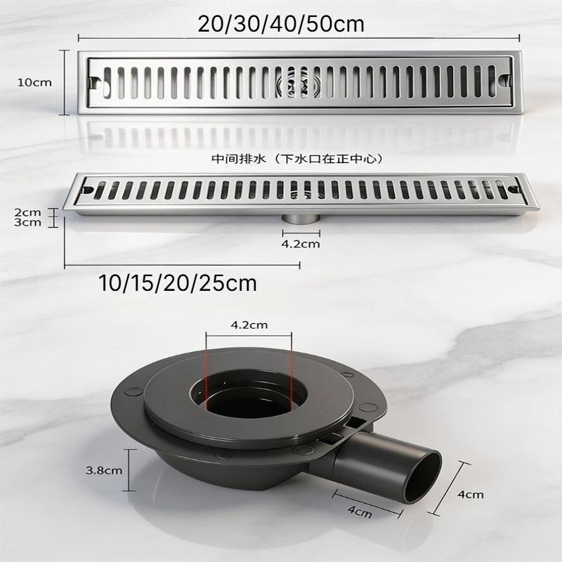 Household SUS304 Floor Drain Hollow High Flow Anti Odor With Side Offset Connector Bathroom Sewer Accessory