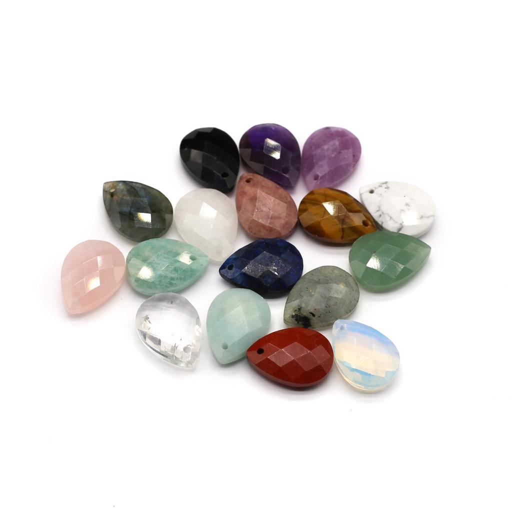 2Pcs Faceted Pendant Natural Stone Opal/Labradorite Drop-Shaped Pendant For Jewelry Making DIY Earrings Necklace Accessory