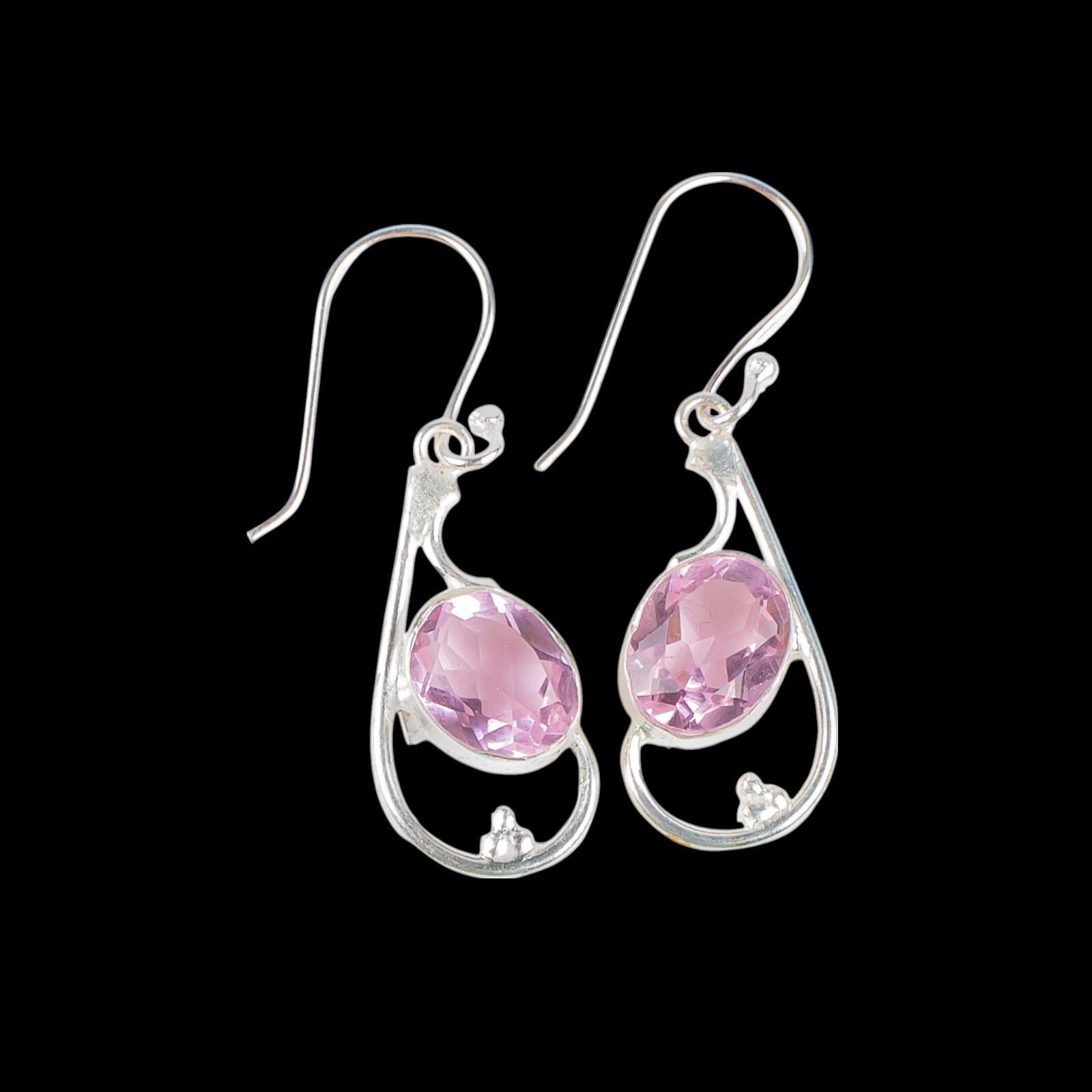 

Морганит Драгоценный камень Ювелирные изделия из серебра 925 пробы Ручная работа Висячие серьги 1,60 EE-49-11