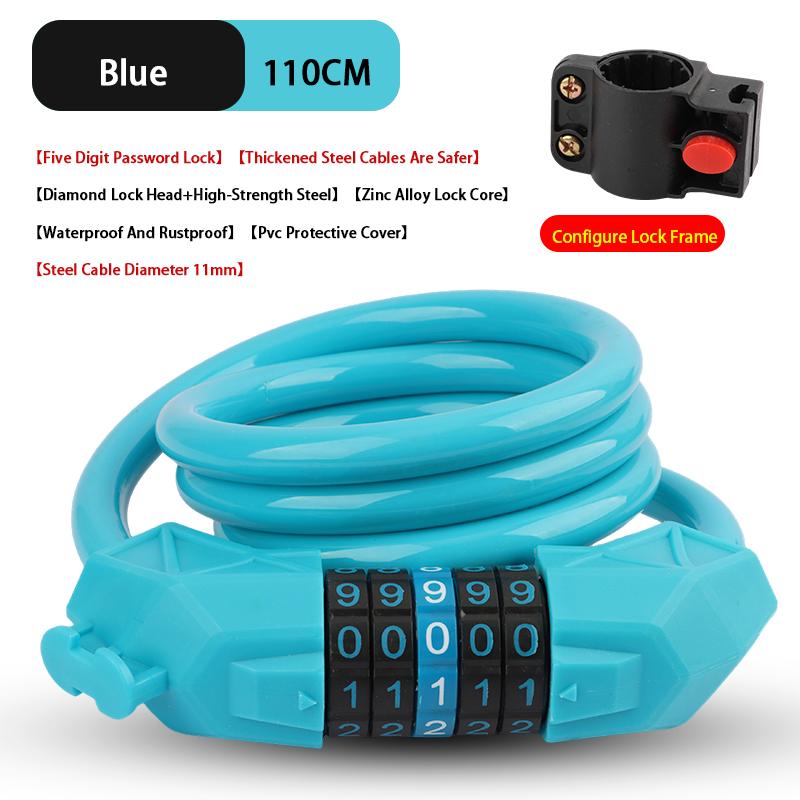 Heavy-Duty Security Anti-Theft Bicycle Lock Lightweight Waterproof Rust-Resistant Steel Cable Lock For Bikes Steel Cable Lock