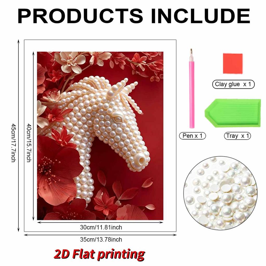 Set Pittura Perle Fai-da-te Modello Cavallo Bianco Decorazione Casa Diamanti Adesivi Fatti a Mano Tela Creativa Pittura Perle Artigianato Regalo Perfetto
