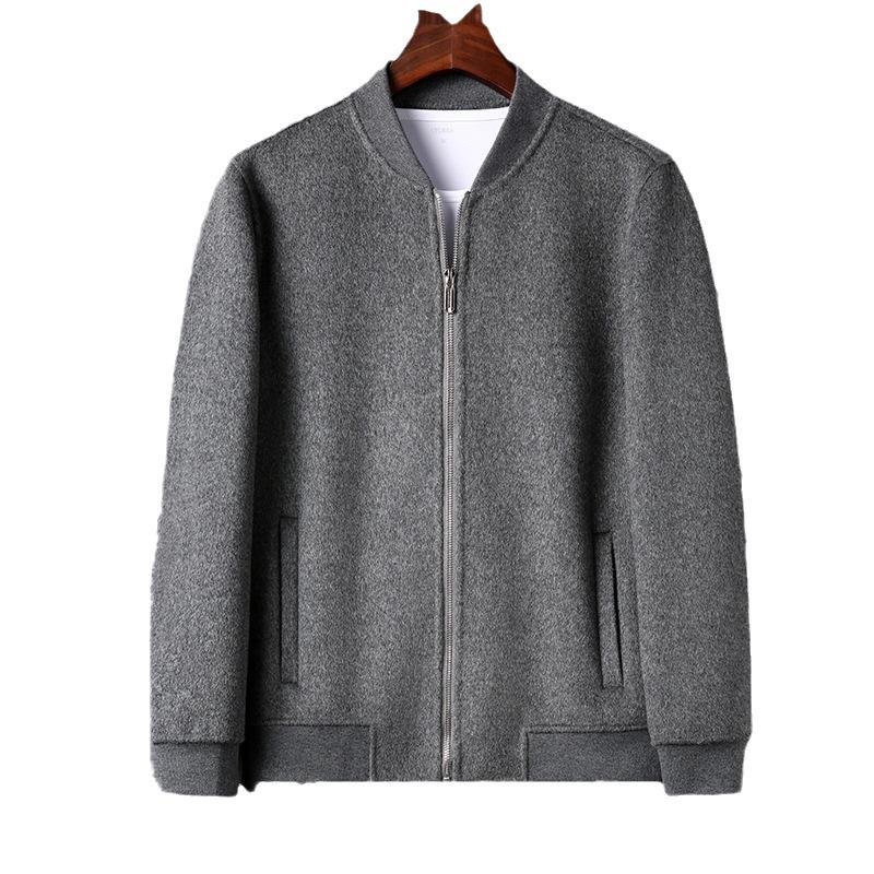 Men's Winter Wool Coat with Stand Collar - Casual, Loose-Fit Cardigan for Middle-Aged and Young Men
