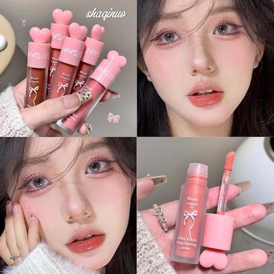 SHAQINUO Drunken Pink Long-Lasting Waterproof Blush: Natural Whitening, Fade-Resistant, Perfect for Student Parties.