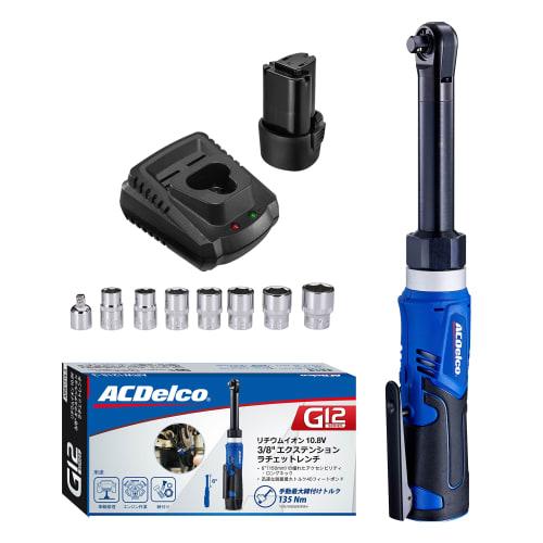 ACDelco G12 10.8V Rechargeable Ratchet Wrench, 3/8" (9.53mm), Max Torque 40 Ft-lbs (55 Nm), Forward/Reverse Switch, Built-in LED Light (Includes Japan