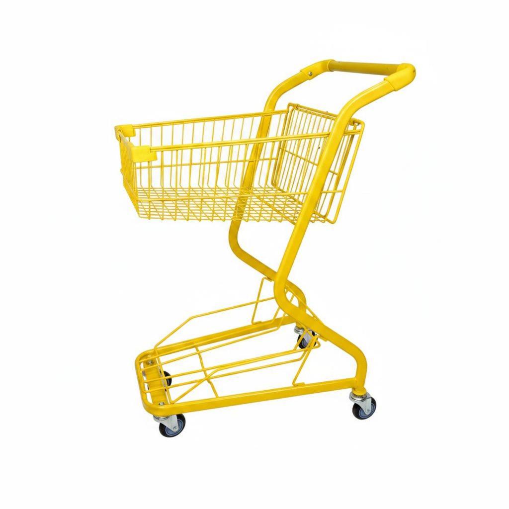 TwoTier Shopping Cart PU Wheels Metal Trolley Heavy Duty Convenience Store for