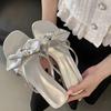 Middle Heel Peep Toe PU Butterfly-knot Shoes for Women 2024 New Modern Slippers Summer Outdoor New Women's Slippers