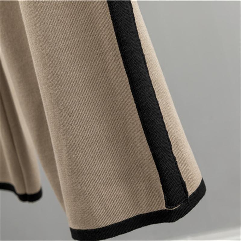 Damen Frühling und Herbst Mode Anzug Temperament Strickjacke Weitbein Hose Zweiteiliges Set