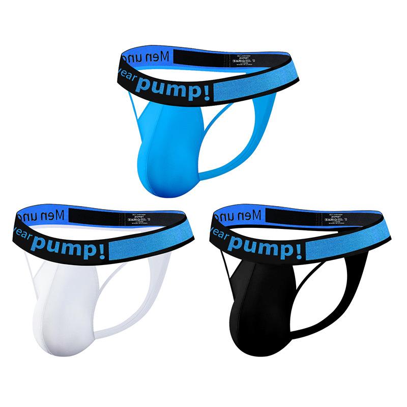 Men Sexy Briefs Big Pouch Cuecas Jockstrap T-Back Thongs Gay Tangas Mens Bikini Brief Fast Dry As Underwear Hollow Out Swimwear