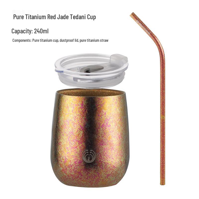 Pure Titanium Double-Layer Coffee Cup: Stylish, Portable, and High-Quality for Home or Outdoor Use.