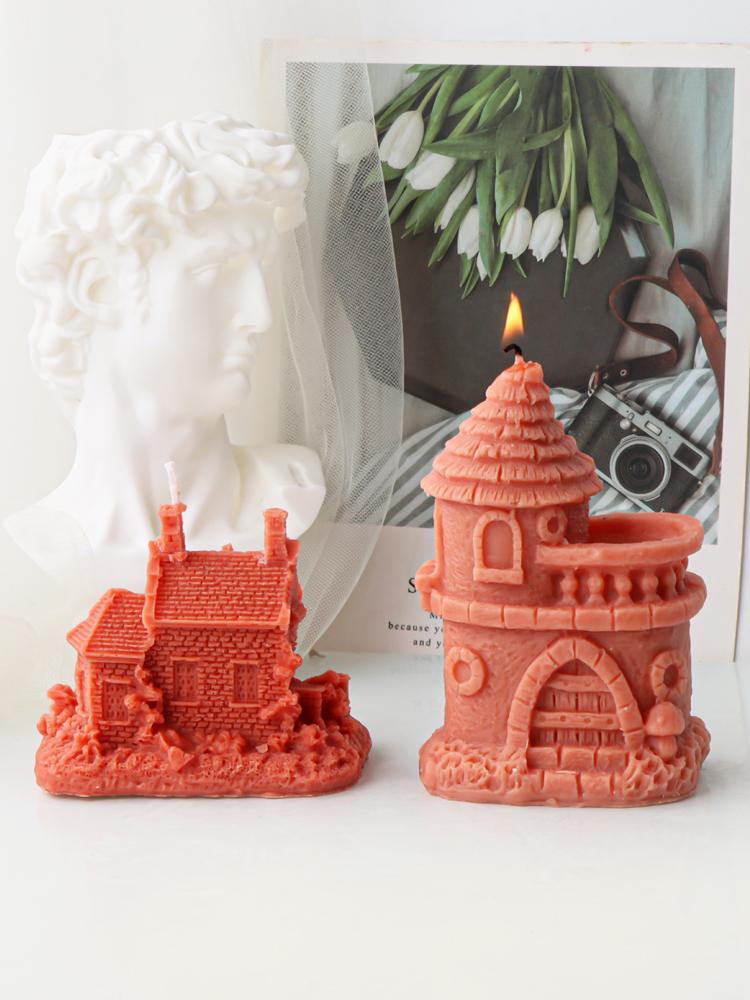 3D Europeisk Bygning Hus Hjem Silikon Lysform DIY Håndlaget Aromaterapi Gips Resin Såpefremstilling lysfremstillingsverktøy