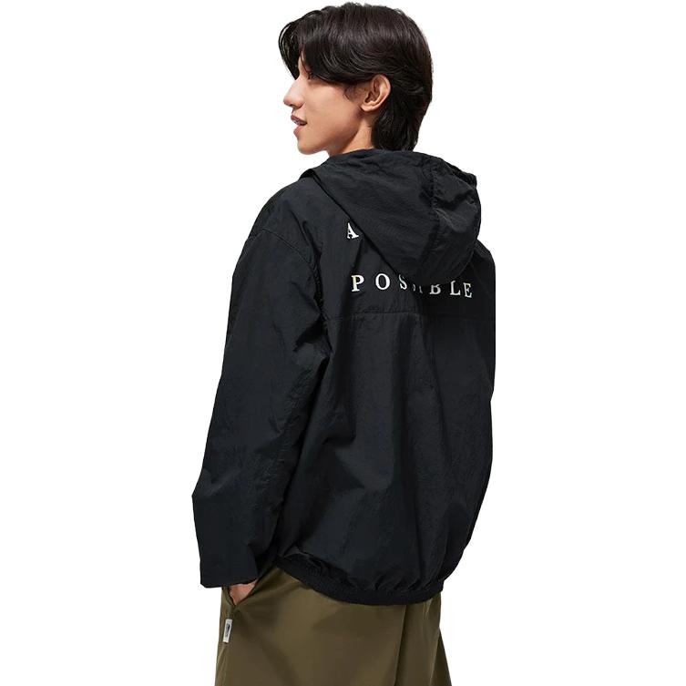 Li-Ning Sports Life Series Letter Print Hooded Jacket Men Outerwear Black AFDT379-6