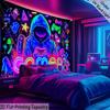 Neon Games Tapestry Trendy Play Store Wall Decoration Check in Background Wall Machine Washable Room Decoration