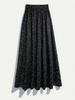 Women's Elegant Starry Sky Sequin Skirt - Spring/Summer Slimming Black Midi