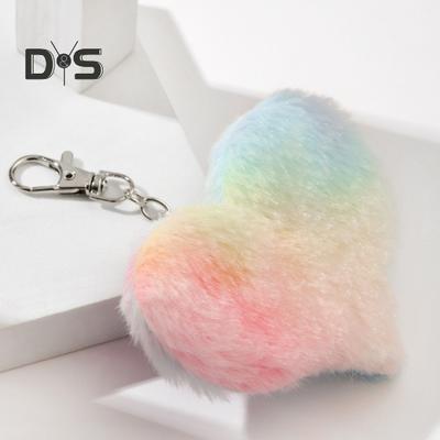 Chaveiro de pelúcia mini pingente arco-íris borboleta estrela coração gato forma chaveiro bolsa acessório para carro