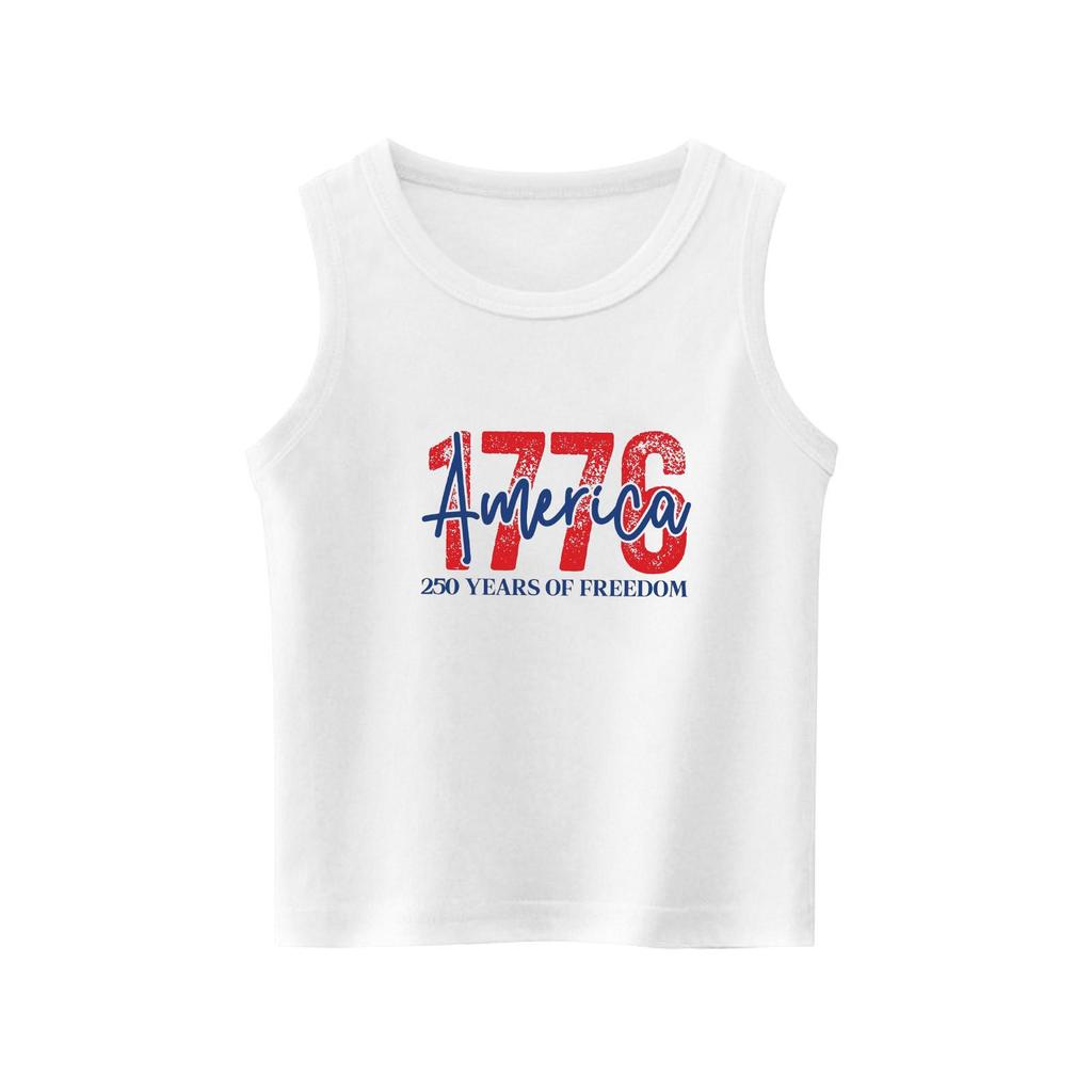 Girls  Kids Summer Crewneck Sleeveless Shirts Tank Tops Independence Day