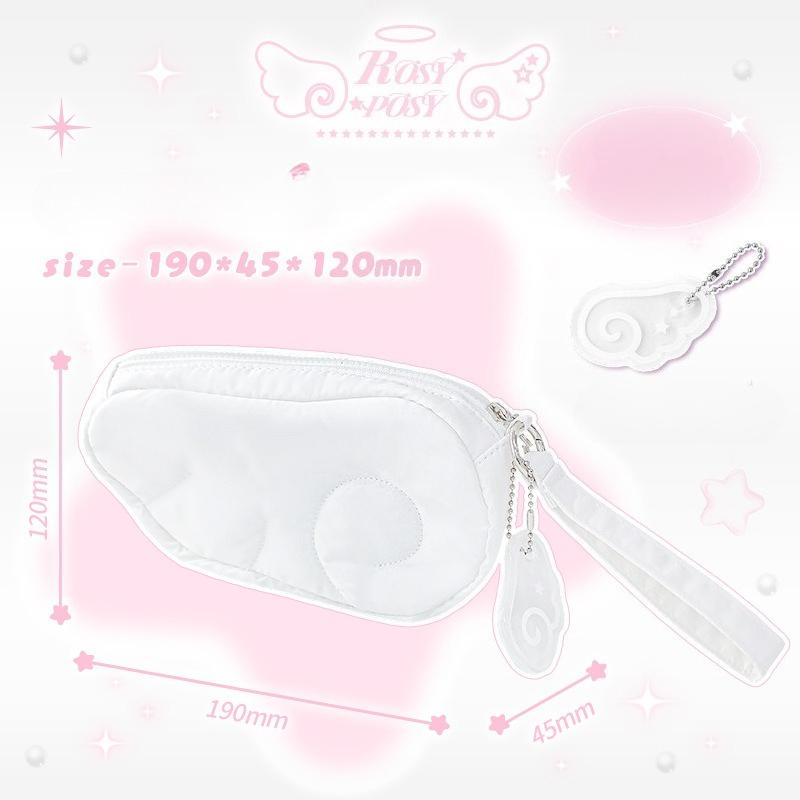 RosyPosy soft furnishings, angel wings storage bag, portable cotton-filled change bag, cosmetic bag, student pencil case.