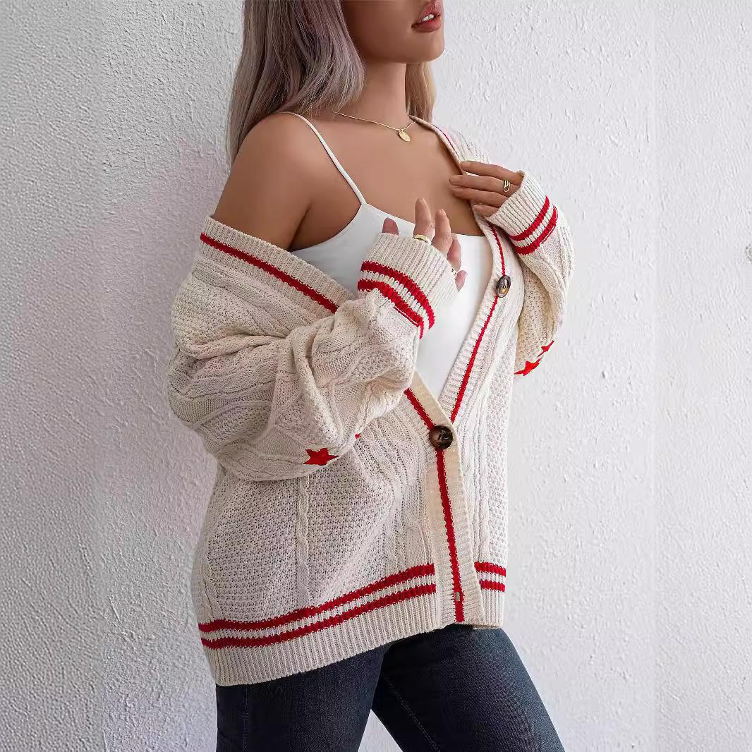 Женский осенне-зимний вязаный кардиган с вышивкой — фото 5