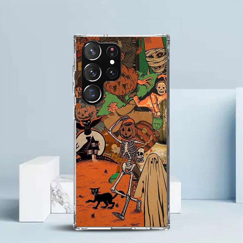 October Fall Halloween Spooky Pumpkin Phone Case For Samsung Galaxy S24 S25 Edge S26 Ultra S22 S23 Plus S21 + S20 FE Soft TPU Ba