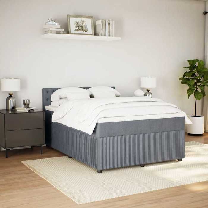 Maison Exclusive - Sommier à lattes de lit et matelas Gris foncé 140x200cm Velours
