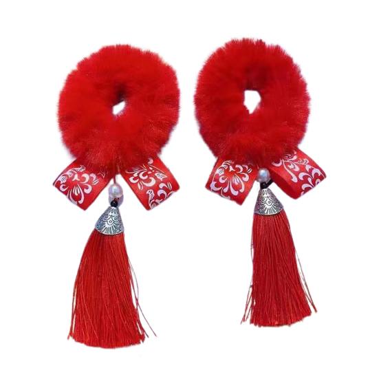 

Резинки для волос красные подарки высокая эластичность очаровательные китайские новогодние детские резинки для волос Little Flowe