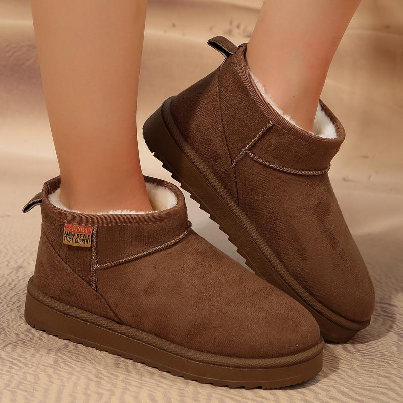 fashion 2024 new winter women's boots round toe solid color suede flat bottom short fashion boots