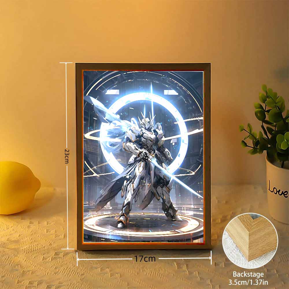 Anime Figure Gundam Light Painting Photo Frame Original Action Figures Led Night Light PVC Collectible Model Toy Christmas Gifts